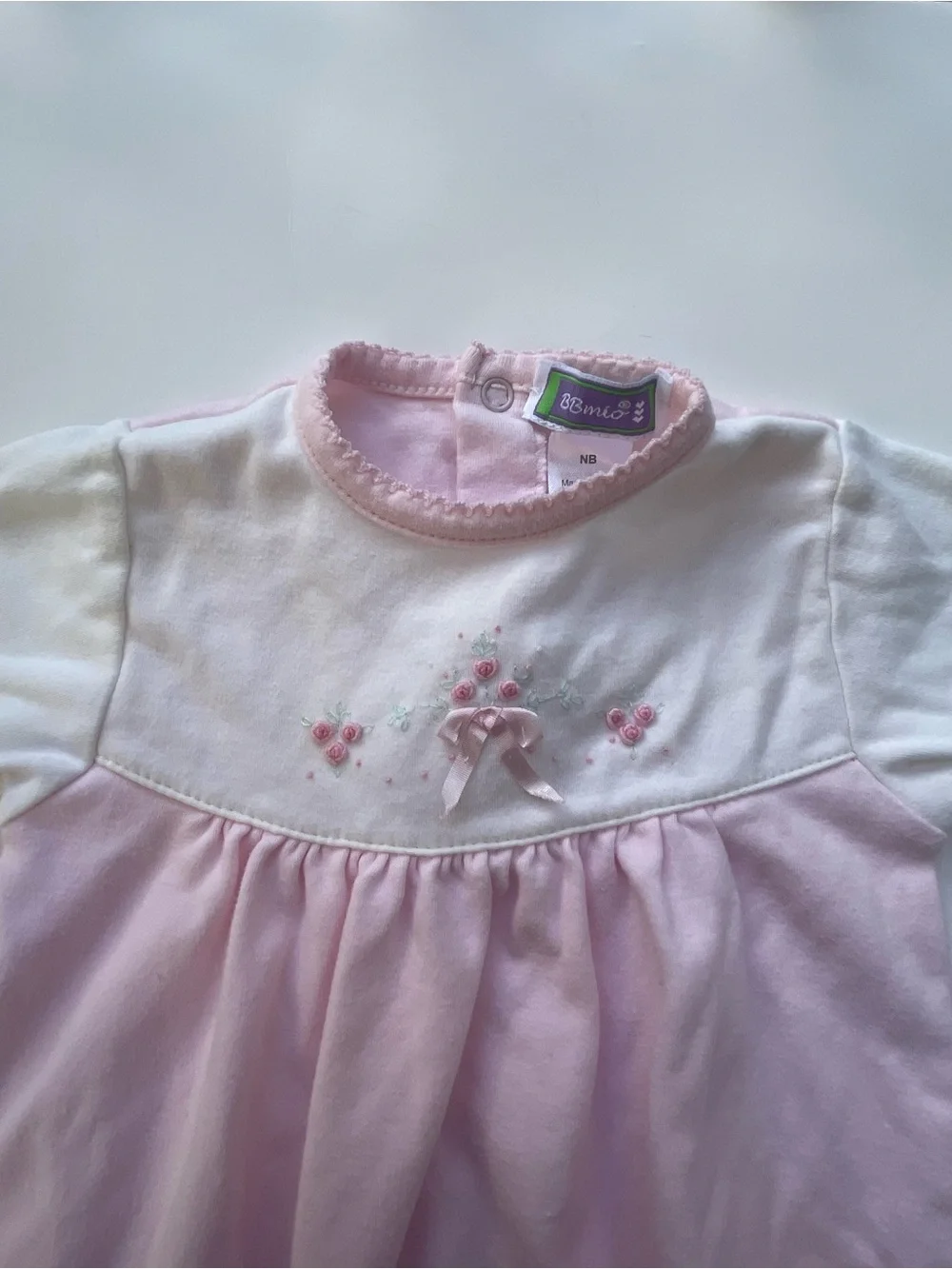 BBMIO 100% Pima Cotton Pink & White Baby Sleep Gown - Soft Cotton Pajamas